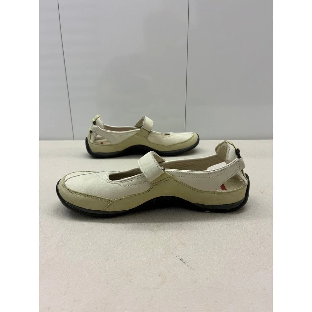 Ecco Mary Jane Flats Cream Tan Leather Walking Shoes Womens EU 37 US 6-6.5
